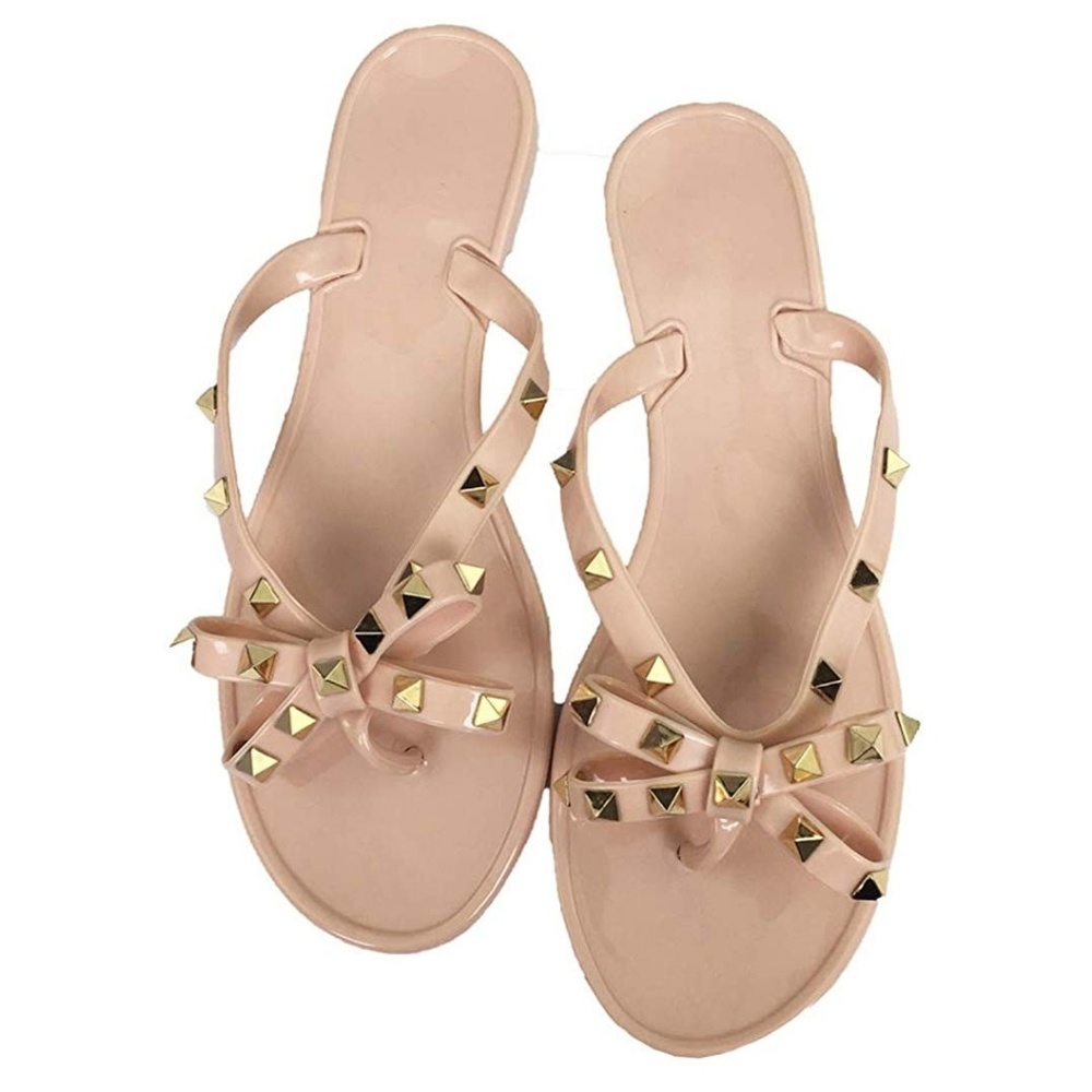 Qilunn Rockstud Jelly Sandals Various Sizes Nude